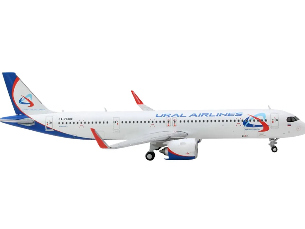 Airbus A321neo Commercial Aircraft Ural Airlines White with Blue Tail 1/400 Diecast Model Airplane GeminiJets GJ2195