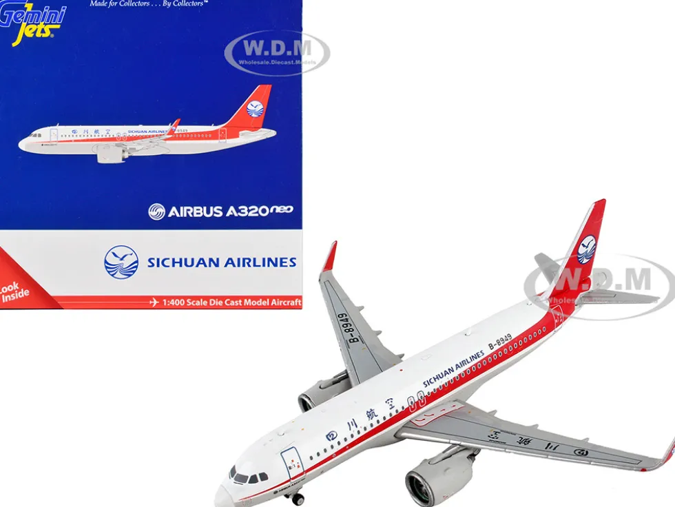 Airbus A320neo Commercial Aircraft Sichuan Airlines White with Red Stripes and Tail 1/400 Diecast Model Airplane GeminiJets GJ1716