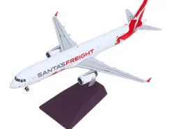 Airbus A321P2F Commercial Aircraft "Qantas Freight - Santa’s Freight" (VH-XF4) White with Graphics and Red Tail "Gemini 200" Series 1/200 Diecast Model Airplane by GeminiJets