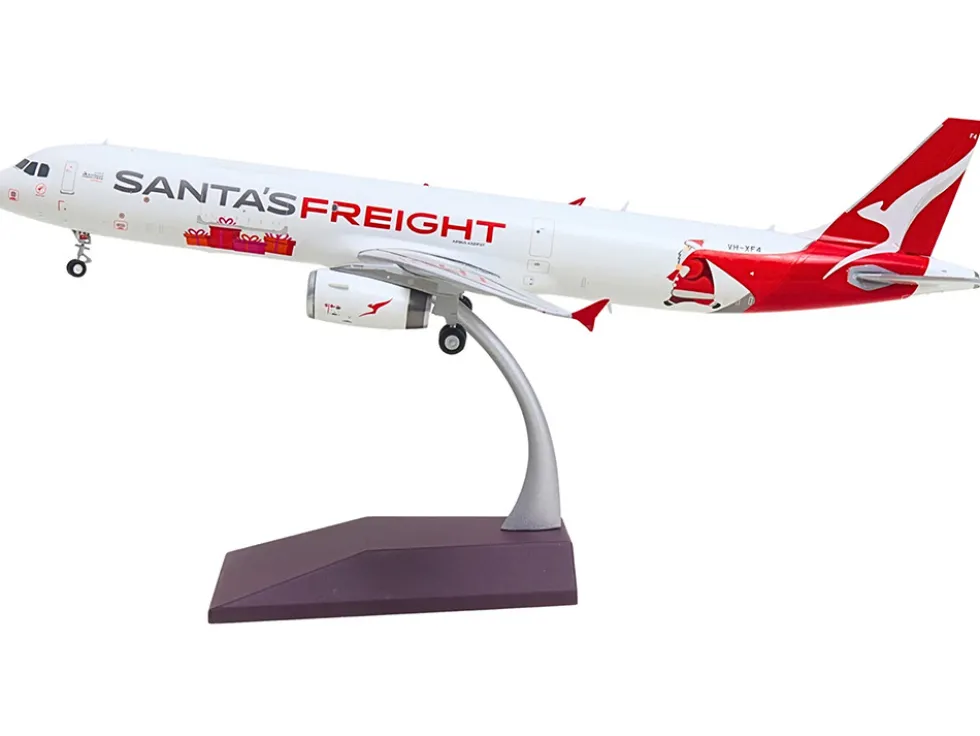 Airbus A321P2F Commercial Aircraft "Qantas Freight - Santa’s Freight" (VH-XF4) White with Graphics and Red Tail "Gemini 200" Series 1/200 Diecast Model Airplane by GeminiJets