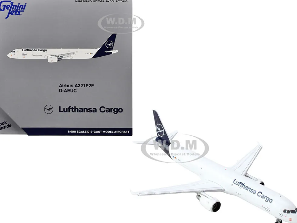 Airbus A321P2F Commercial Aircraft "Lufthansa Cargo" (D-AEUC) White with Blue Tail 1/400 Diecast Model Airplane by GeminiJets