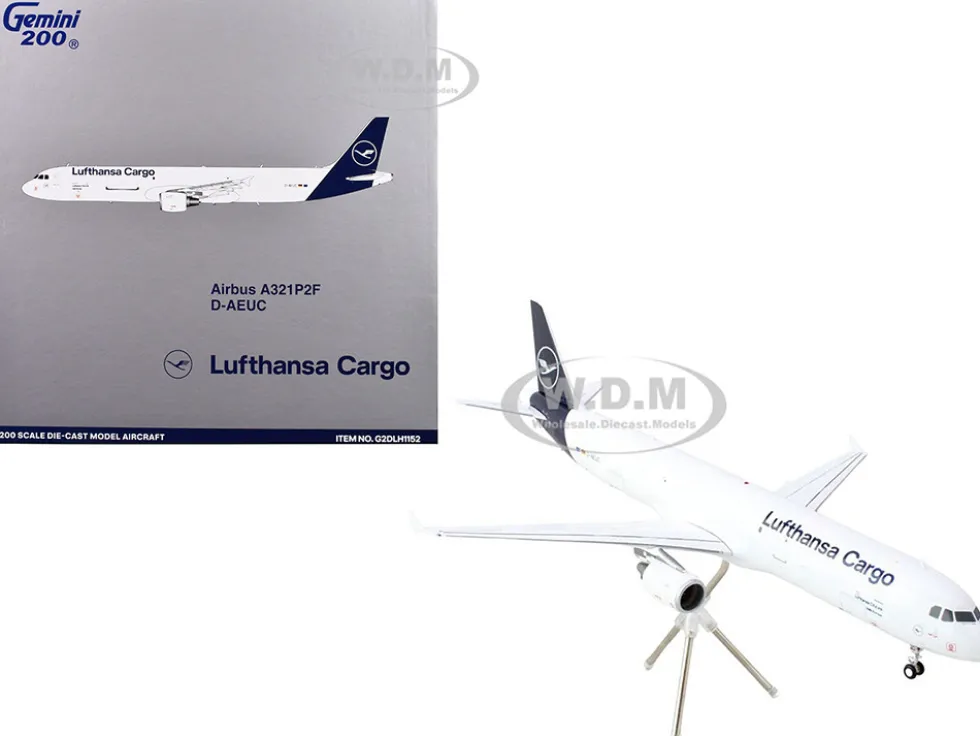 Airbus A321P2F Commercial Aircraft "Lufthansa Cargo" (D-AEUC) White with Blue Tail "Gemini 200" Series 1/200 Diecast Model Airplane by GeminiJets