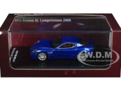 2008 Alfa Romeo 8C Competizione Blue Metallic 1/64 Diecast Model Car by MotorHelix