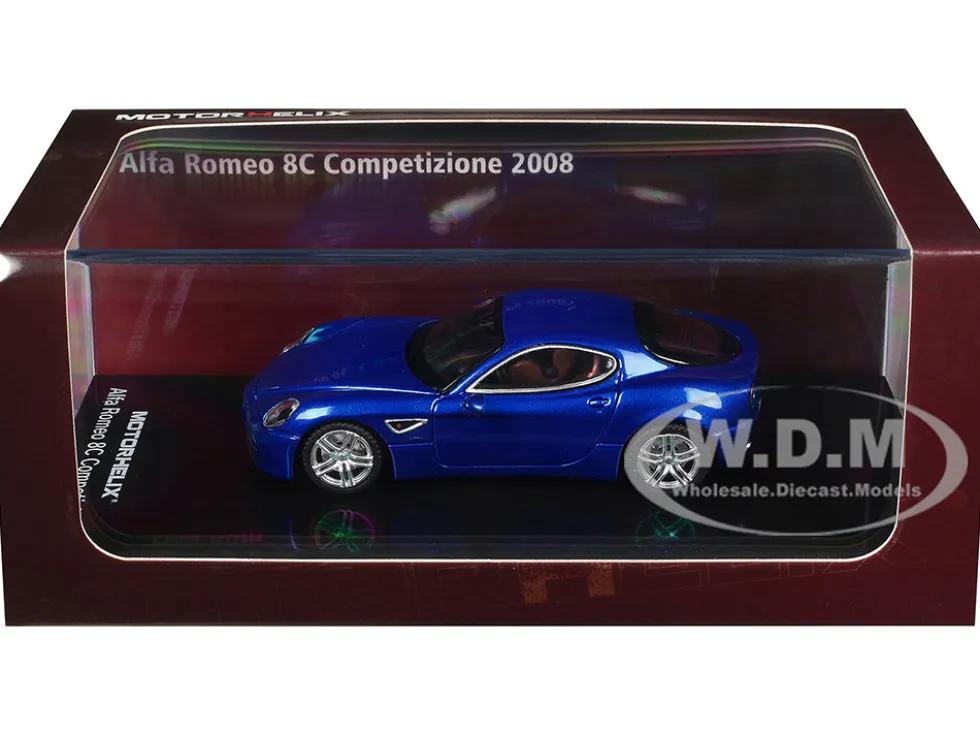 2008 Alfa Romeo 8C Competizione Blue Metallic 1/64 Diecast Model Car by MotorHelix