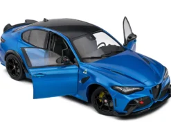 2022 Alfa Romeo Giulia GTA Anodized Blue Metallic with Carbon Top 1/18 Diecast Model Car by Solido
