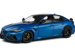 2022 Alfa Romeo Giulia GTA Anodized Blue Metallic with Carbon Top 1/18 Diecast Model Car by Solido