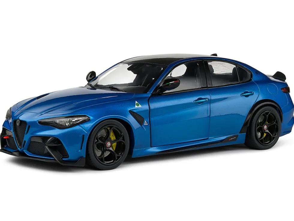 2022 Alfa Romeo Giulia GTA Anodized Blue Metallic with Carbon Top 1/18 Diecast Model Car by Solido