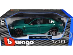 Alfa Romeo Giulia GTA Green Metallic with Carbon Top 1/18 Diecast Model Car by Bburago