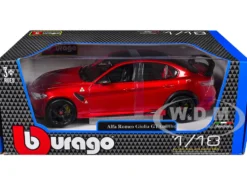 Alfa Romeo Giulia GTAm Red Metallic with Carbon Top 1/18 Diecast Model Car by Bburago