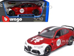 Alfa Romeo Giulia GTAm #99 Red Metallic with Black Top and White Graphics 1/18 Diecast Model Car by Bburago
