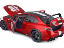 Alfa Romeo Giulia GTAm #99 Red Metallic with Black Top and White Graphics 1/18 Diecast Model Car by Bburago