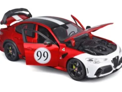 Alfa Romeo Giulia GTAm #99 Red Metallic with Black Top and White Graphics 1/18 Diecast Model Car by Bburago