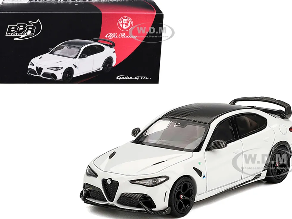 Alfa Romeo Giulia GTAm White with Carbon Top 1/64 Diecast Model Car by BBR