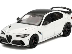 Alfa Romeo Giulia GTAm White with Carbon Top 1/64 Diecast Model Car by BBR