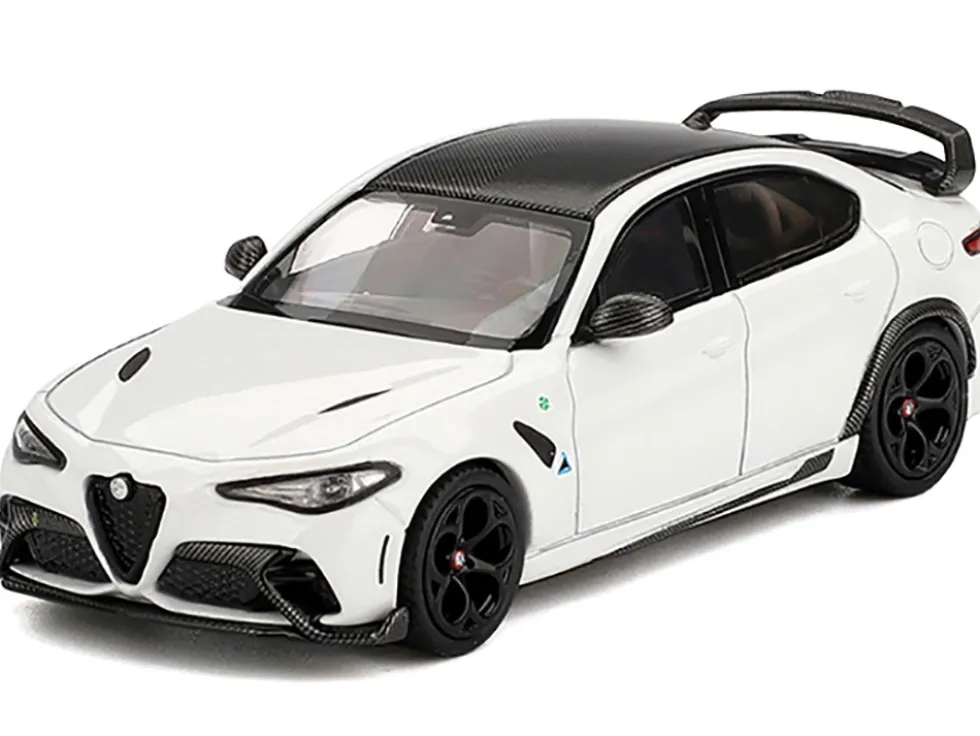 Alfa Romeo Giulia GTAm White with Carbon Top 1/64 Diecast Model Car by BBR