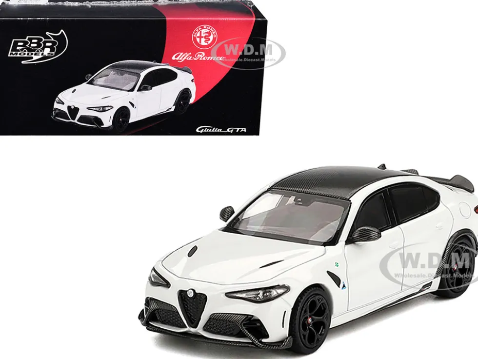 Alfa Romeo Giulia GTA White with Carbon Top 1/64 Diecast Model Car by BBR