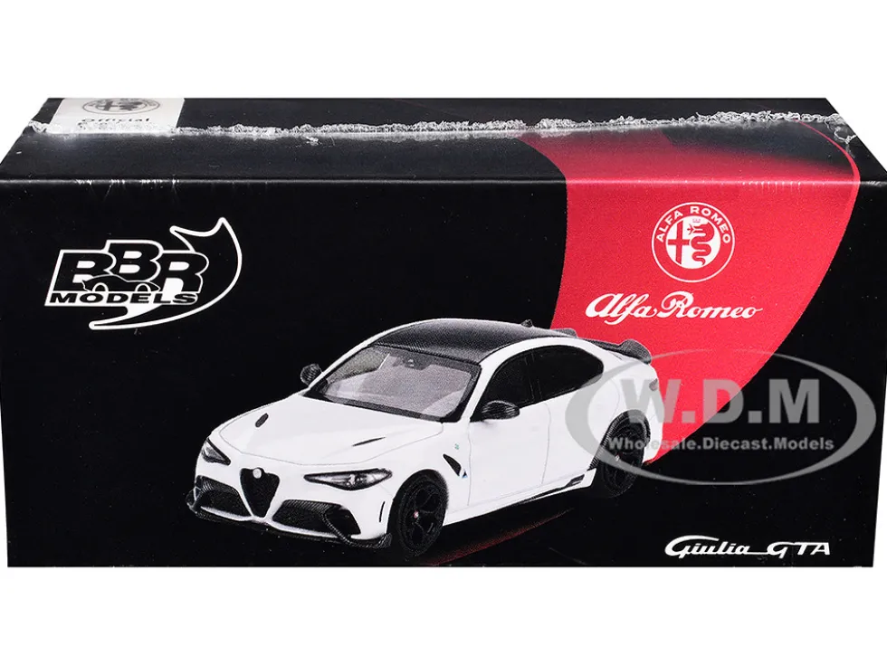 Alfa Romeo Giulia GTA White with Carbon Top 1/64 Diecast Model Car by BBR