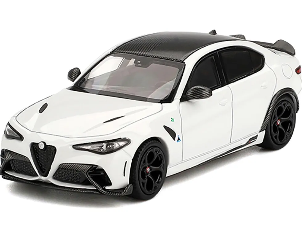 Alfa Romeo Giulia GTA White with Carbon Top 1/64 Diecast Model Car by BBR