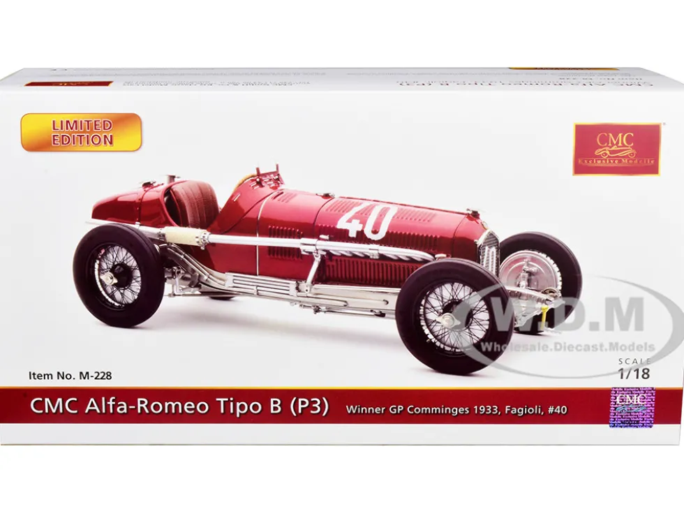 Alfa Romeo Tipo B P3 #40 Luigi Fagioli Winner Comminges GP 1933 Limited Edition to 1000 pieces Worldwide 1/18 Diecast Model Car CMC M-228