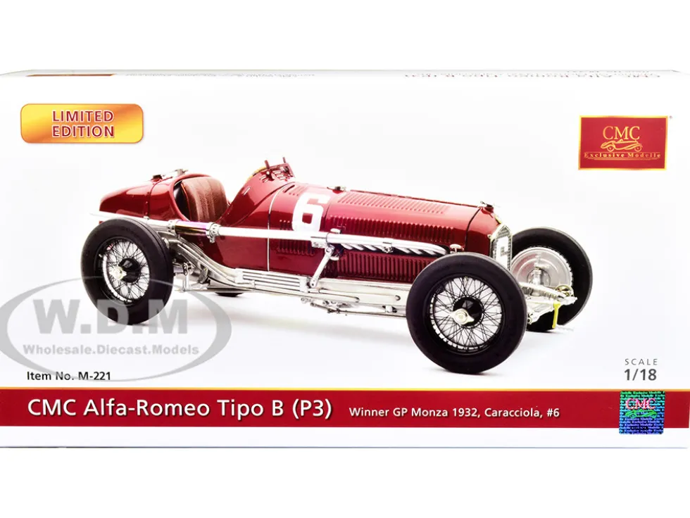 Alfa Romeo Tipo B P3 #6 Rudolf Caracciola Winner Monza GP 1932 Limited Edition to 1000 pieces Worldwide 1/18 Diecast Model Car CMC M-221