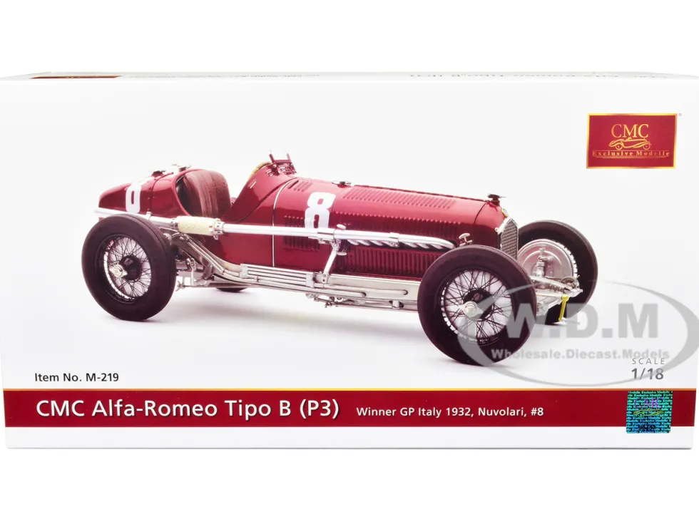 Alfa Romeo Tipo B P3 #8 Tazio Nuvolari Winner Italian Grand Prix 1932 1/18 Diecast Model Car CMC M-219