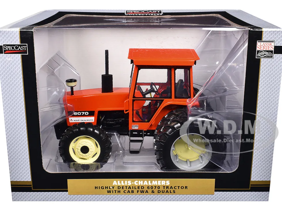 Allis Chalmers 6070 Tractor with Cab and Dual Wheels Orange "Classic Series" 1/16 Diecast Model by SpecCast