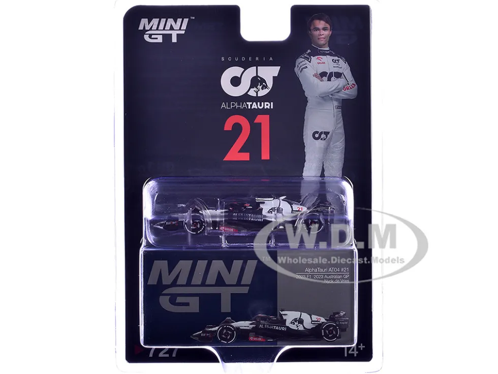 AlphaTauri AT04 #21 Nyck de Vries Formula One F1 "Australian GP" (2023) Limited Edition 1/64 Diecast Model Car by Mini GT
