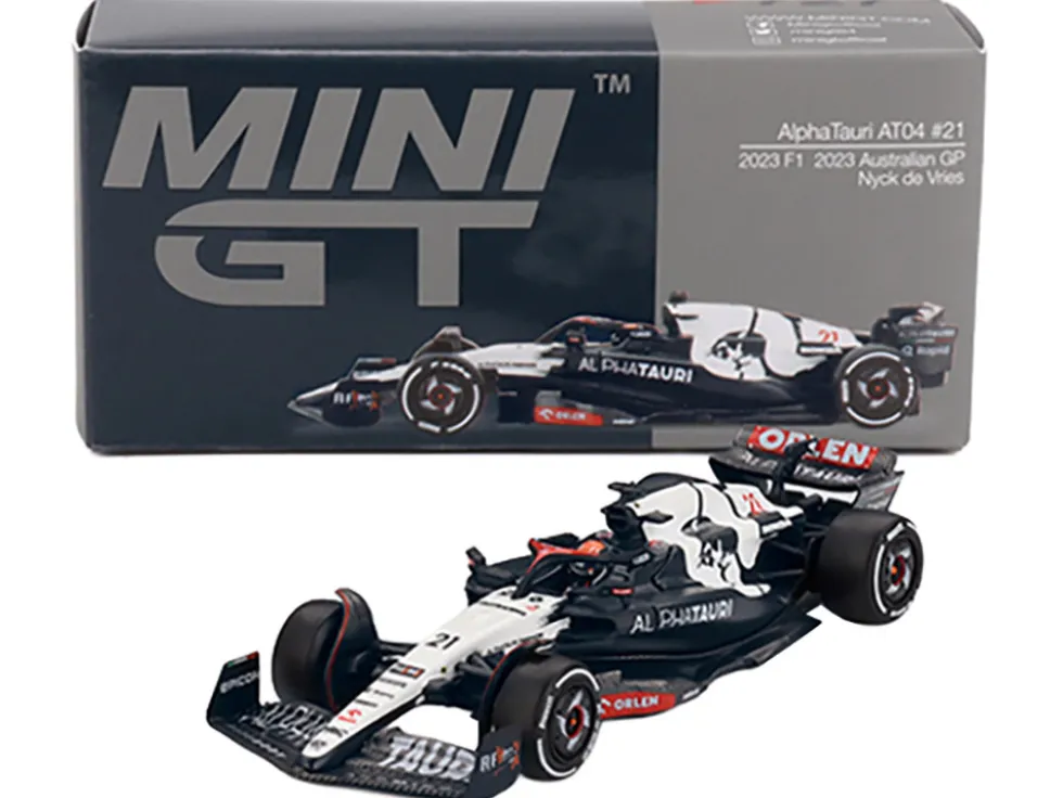 AlphaTauri AT04 #21 Nyck de Vries Formula One F1 "Australian GP" (2023) Limited Edition 1/64 Diecast Model Car by Mini GT