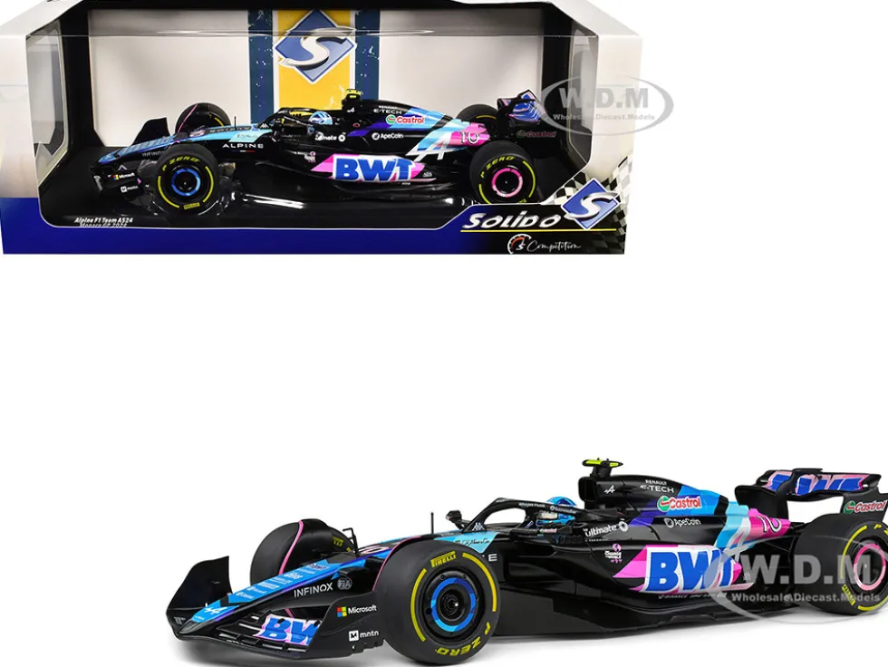 Alpine A524 #10 Pierre Gasly "BWT" Formula One F1 Monaco GP (2024) "Competition" Series 1/18 Diecast Model Car by Solido