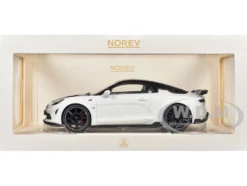 2024 Alpine A110 R Pearl White Metallic with Carbon Hood and Top 1/18 Diecast Model Car by Norev