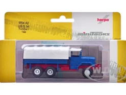 Am General M54 6X6 5/10 Ton Truck Blue with White Top 1/87 (HO) Plastic Model Car by Promotex