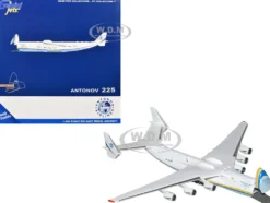 Antonov An-225 Mriya Commercial Aircraft "Antonov Airlines" (UR-82060) White with Blue and Yellow Stripes "Interactive Series" 1/400 Diecast Model Airplane by GeminiJets