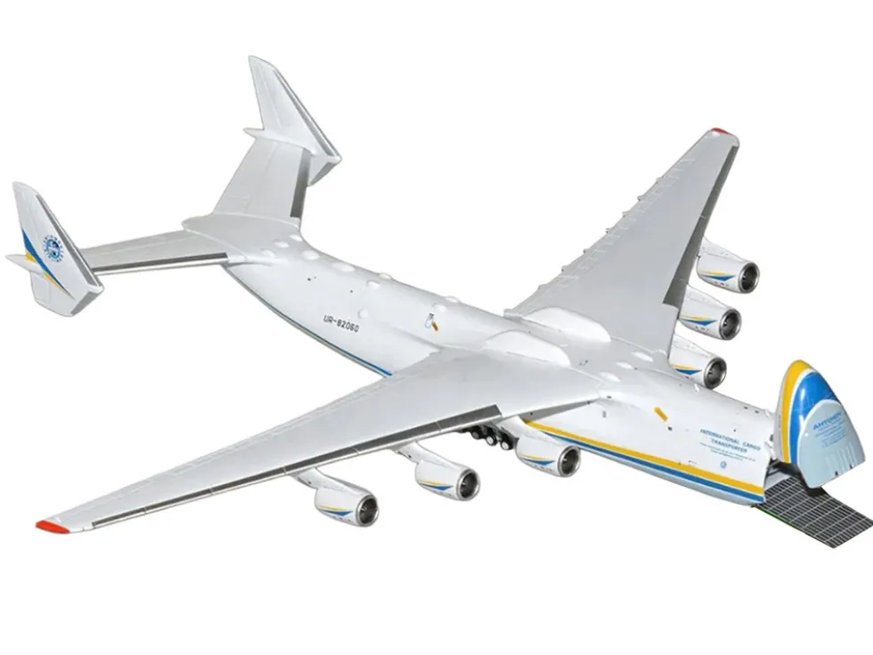 Antonov An-225 Mriya Commercial Aircraft "Antonov Airlines" (UR-82060) White with Blue and Yellow Stripes "Interactive Series" 1/400 Diecast Model Airplane by GeminiJets