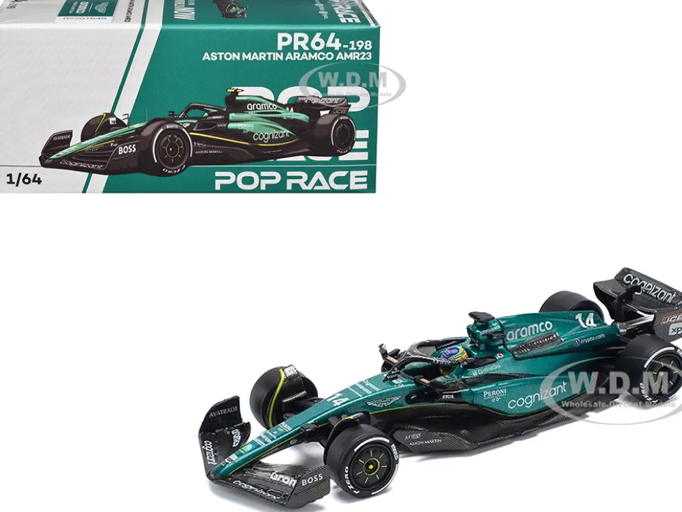 Aston Martin AMR23 #14 Fernando Alonso "Formula One F1 World Championship" (2023) 1/64 Diecast Model Car by Pop Race