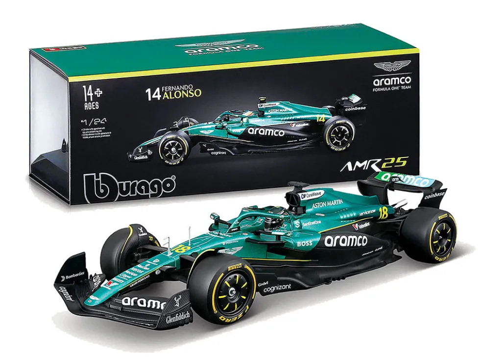 Aston Martin AMR25 #18 Lance Stroll "Aramco" Formula One F1 "World Championship" (2025) 1/24 Diecast Model Car by Bburago