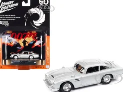 Aston Martin DB5 RHD Right Hand Drive Silver Metallic 007 James Bond GoldenEye 1995 Movie Collectible Tin Display Silver Screen Machines Series 1/64 Diecast Model Car Johnny Lightning JLDR017-JLSP306