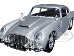 Aston Martin DB5 RHD Right Hand Drive Silver Metallic James Bond 007 Goldfinger 1964 Movie James Bond Collection Series 1/24 Diecast Model Car Motormax 79857