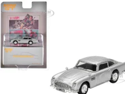 Aston Martin DB5 RHD (Right Hand Drive) Birch Silver Metallic 007 James Bond "Thunderball" (1965) Movie Limited Edition 1/64 Diecast Model Car by Mini GT