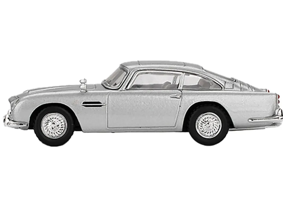 Aston Martin DB5 RHD (Right Hand Drive) Birch Silver Metallic 007 James Bond "Thunderball" (1965) Movie Limited Edition 1/64 Diecast Model Car by Mini GT