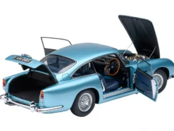Aston Martin DB5 RHD (Right Hand Drive) Caribbean Pearl Blue Metallic 1/18 Model Car by Autoart