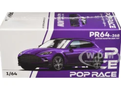 Aston Martin DBX 707 Storm Purple Metallic with Black Top 1/64 Diecast Model Car by Pop Race
