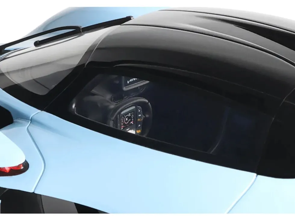2023 Aston Martin Valkyrie Light Blue with Black Top 1/18 Model Car by GT Spirit