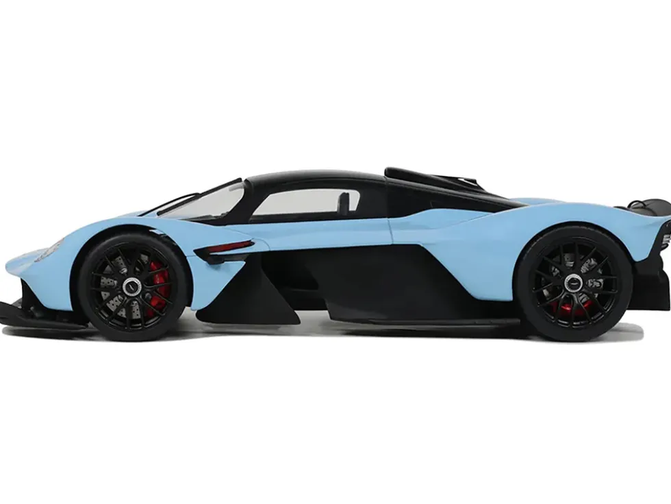 2023 Aston Martin Valkyrie Light Blue with Black Top 1/18 Model Car by GT Spirit