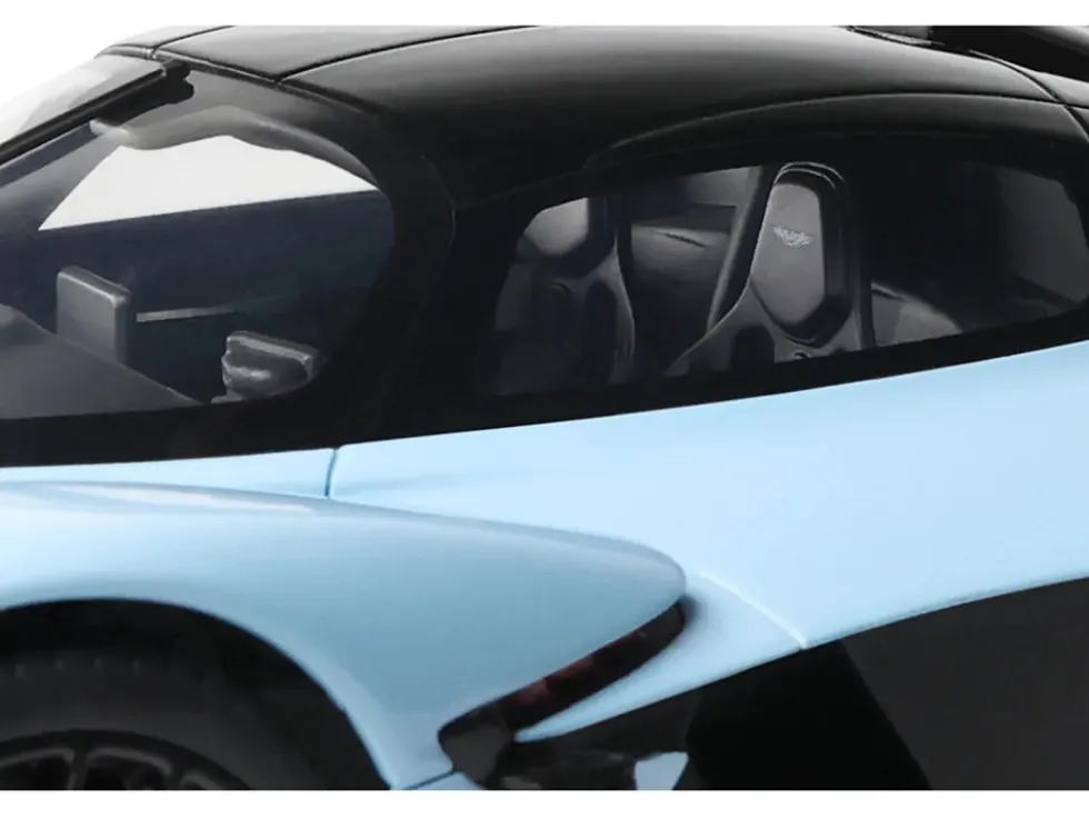 2023 Aston Martin Valkyrie Light Blue with Black Top 1/18 Model Car by GT Spirit