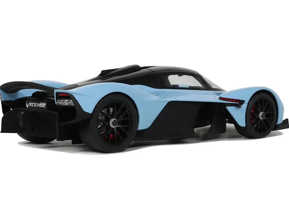2023 Aston Martin Valkyrie Light Blue with Black Top 1/18 Model Car by GT Spirit
