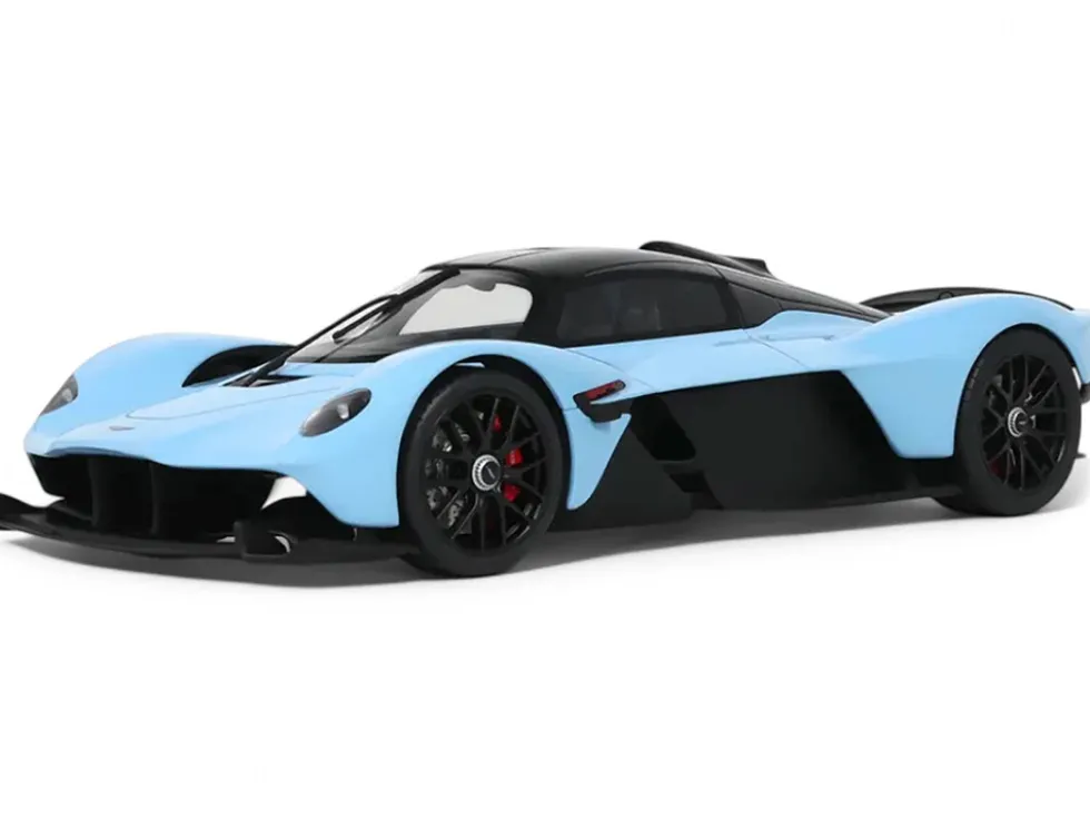 2023 Aston Martin Valkyrie Light Blue with Black Top 1/18 Model Car by GT Spirit