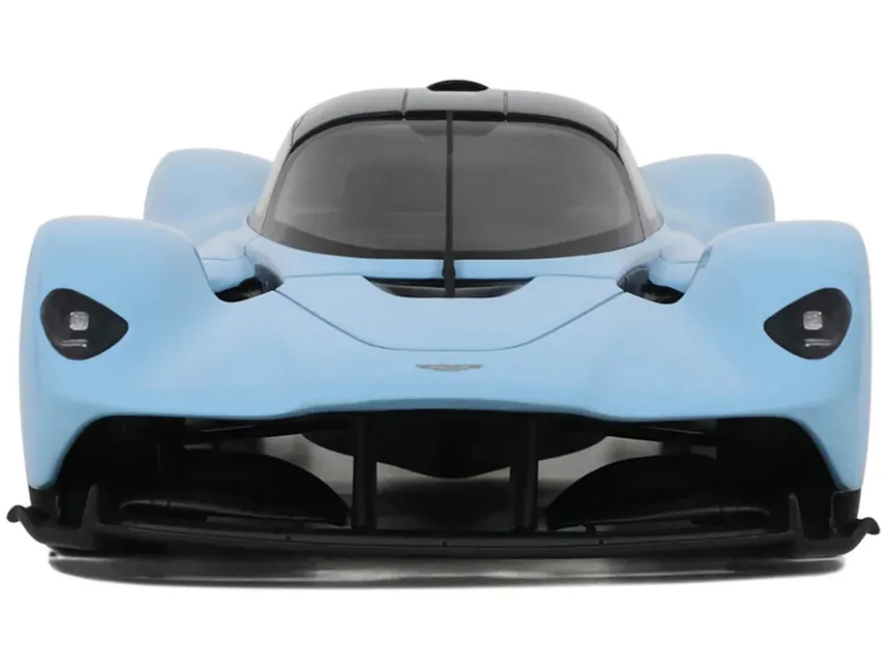 2023 Aston Martin Valkyrie Light Blue with Black Top 1/18 Model Car by GT Spirit