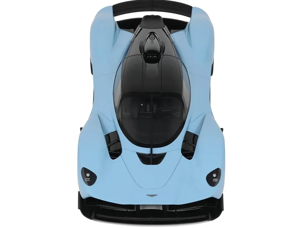 2023 Aston Martin Valkyrie Light Blue with Black Top 1/18 Model Car by GT Spirit