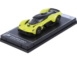 Aston Martin Valkyrie Lime Essence Yellow Metallic with Black Top Hypercar League Collection 1/64 Diecast Model Car PosterCars H12B