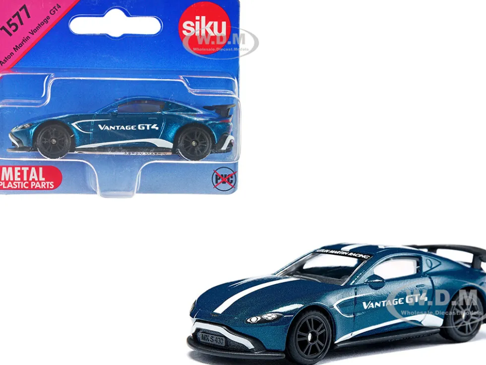 Aston Martin Vantage GT4 Blue Metallic with White Stripes Diecast Model Car Siku SK1577